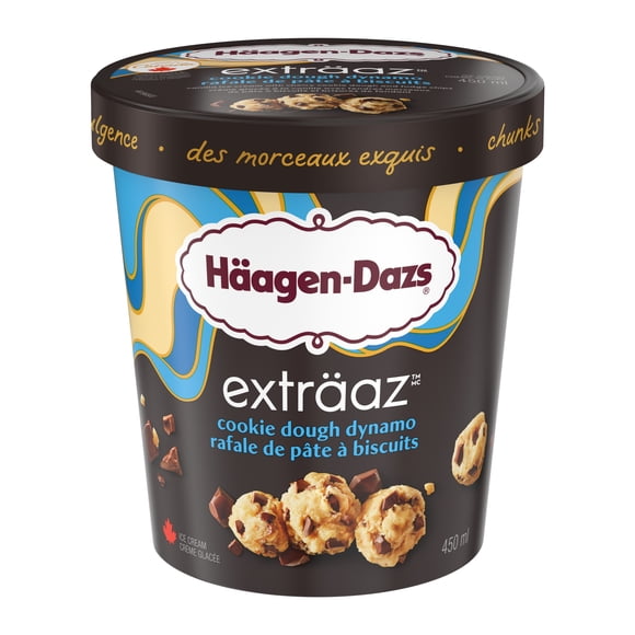 HAAGEN-DAZS EXTRÄAZ Cookie Dough Dynamo, Vanilla Ice Cream, Cookie Dough, Fudge Chips, 450 ml