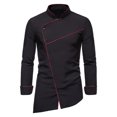 thumbnail image 1 of CEHVOM Chemise Décontractée à Col Montant pour Hommes Ourlet Incliné Manches Longues, 1 of 8