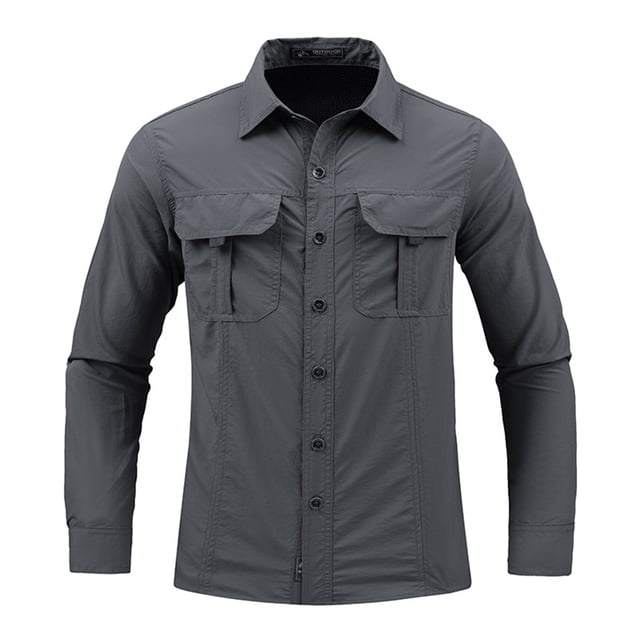 Dagugfen Plus Size Mens Shirts Button down Long Sleeve Loose Stretch Casual Work Tops with Pockets