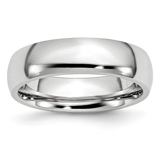 Bague Demi-Ronde en Chrome Cobalt Gravable Poli 6mm Taille 10 Bijoux Cadeaux pour Femmes