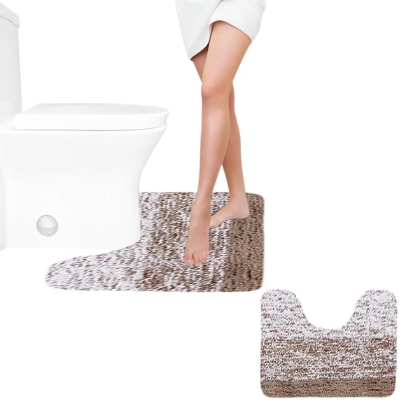 TOUMENY U-Shape Toilet Mat, Ultra Absorbent Microfiber Plush Bathroom Rug, Non-Slip Backing for Safety, Machine Washable Quick-Dry Design