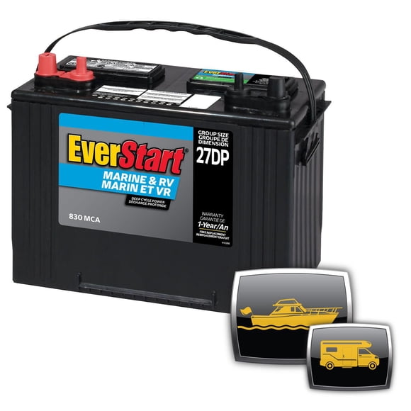 EverStart Marine 27DC-850N, 12 Volt, Marine/RV Battery, Group Size 27, 800 MCA
