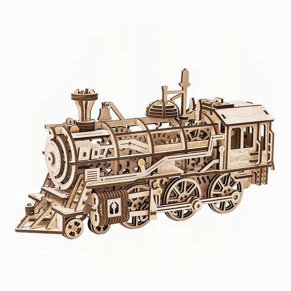 ROKR Locomotive Mechanical Gears Wooden Model Kit LK701