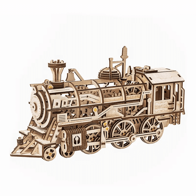 ROKR Locomotive Mechanical Gears Wooden Model Kit LK701