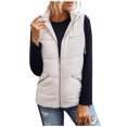 thumbnail image 2 of LSLJS Mode Femme T-Shirt Sans Manches Veste d'Hiver Extérieur Blouse à Fermeture Éclair Manteau Hauts, Gilets Extérieurs pour Femmes, 2 of 6