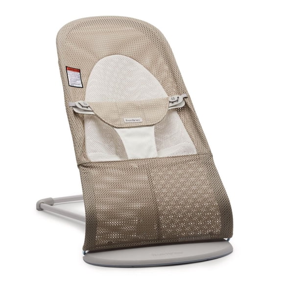 BabyBjorn Bouncer Balance Soft - Mesh, Grey Beige/White on Light Grey Frame
