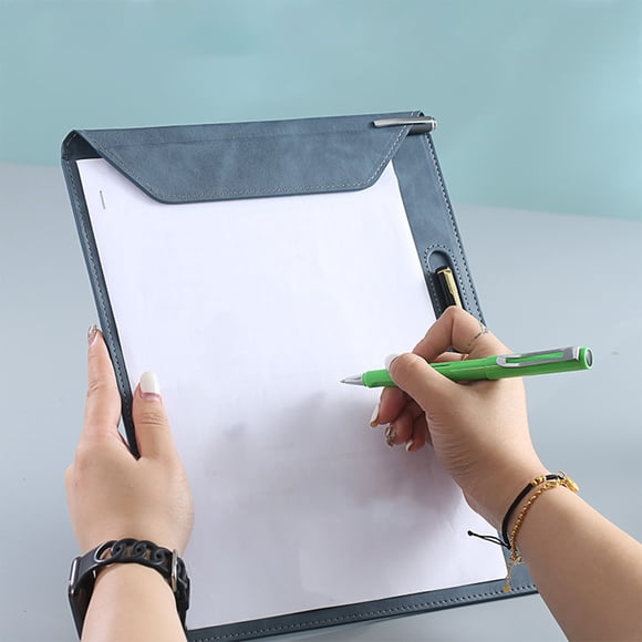 Presse-notes A4 avec Bloc-Notes en Cuir et Pince en Métal, Chemise de Classement Portable pour Réunions, Notes et Dessin, Porte-Documents Léger pour Bureau, École et Voyages d'Affaires