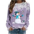 thumbnail image 1 of Femmes Pulls- Pull-Drop Épaule Col Rond Manches Longues Noël Tricot Sweat-Shirts Floraux Décontractés Tops pour Automne/printemps/hiver Rouge L, 1 of 6