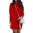 thumbnail image 1 of Innerwin Chandail à Enfiler Col Rond Robe Chandail pour Femme Hiver Manches Longues Robe Mini Épaisse Rouge m, 1 of 2