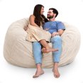 thumbnail image 1 of Ultimate Sack 6000 6-Foot Bean Bag Chair Oversized Foam Lounger, Ivory Fur Cover, 1 of 7