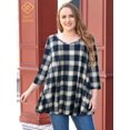 thumbnail image 1 of LARACE T-Shirts à Manches 3/4 pour Femmes Col Rond Crochet Amples Décontractés Chemises Blouses Hauts Kaki 1X, 1 of 5