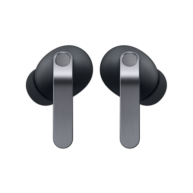 Samsung Galaxy Buds4 Pro Véritables Écouteurs Sans Fil Noirs avec Tiges de Lames Métalliques Brossées et grilles de Haut-Parleurs en Maille, Conçus pour un Audio Haute Résolution et une Réduction Adaptative du Bruit, Convenant à des Expériences d'Écoute Immersives.