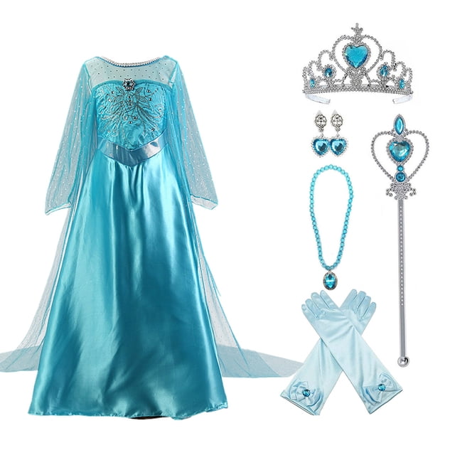 HAWEE Snow Princess Dress Up Queen Costumes with Cloak for Birthday Party Halloween