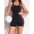 thumbnail image 3 of Charmo Womens One Piece Swimsuits Boyleg Athletic Swimwear Conservative Training Bathing Suits, 3 of 7