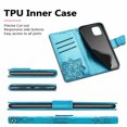 thumbnail image 3 of Wallet Case for iPhone 7plus/8 plus, PU Leather Flip Protective Phone Case Wrist Strap Card Slots Holder Pocket Emboss Butterfly Flower Stand Case for iPhone Blue, 3 of 9