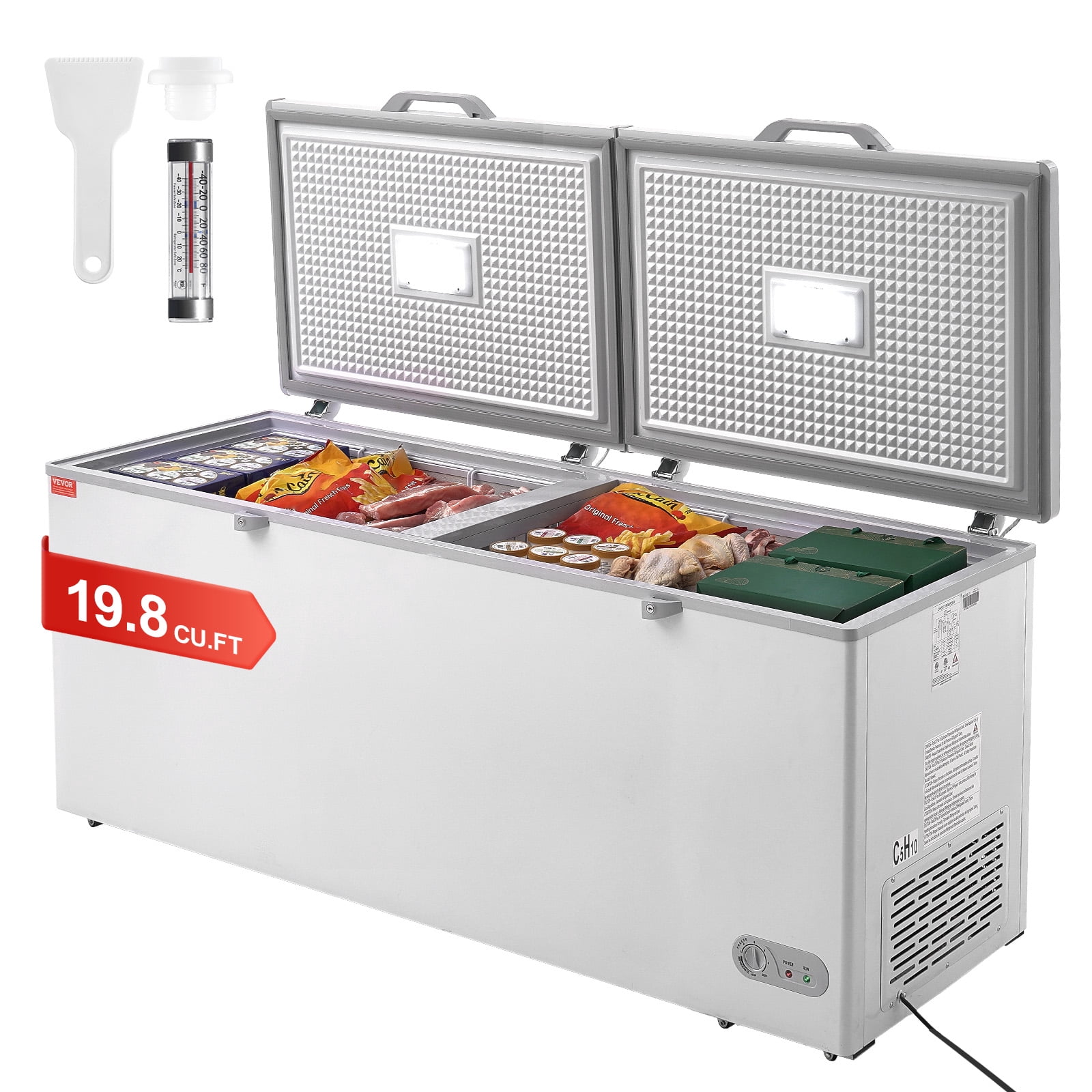 VEVOR Chest Freezer, 19.8 Cu.ft / 561 L Large Deep Freezer with Split Top Double Locking Lids