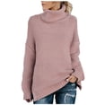 thumbnail image 1 of IROINID Chandail à Col Roulé pour Femmes Couleur Unie Ample Mi-Longueur Manches Longues Ligne Épaisse, 1 of 7