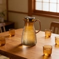 thumbnail image 4 of Pc Plastic Pitcher with Steel Lid and Strainer Hammered Texture Cold Water Jug 1.0L for Iced Tea Juice, 4 of 7