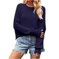 thumbnail image 1 of Timegard Women's Sweaters Cropped 2024 Fall Winter Sweater Long Sleeve Pullover Side Slit Knit Tops, 1 of 4