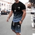 thumbnail image 1 of Men's Summer Tracksuit Plus Size Short Sleeve O Neck Athletic Suit Casual Color Block Waist Tracksuit Set, 1 of 4