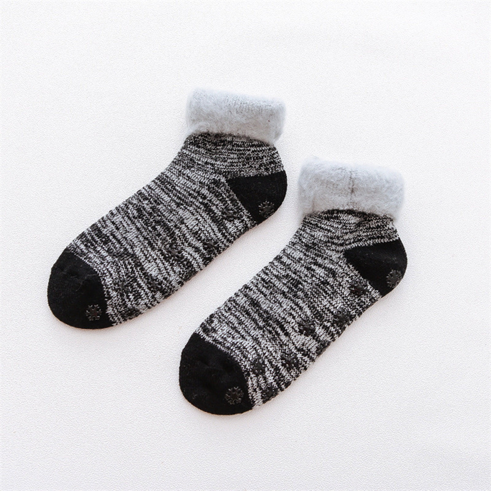 Women Winter Thickened Plush Fleece Socks Nonslip Floor Short Socks Sports Socks Sock Black