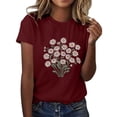 thumbnail image 2 of Jienlioq Hauts de Sortie pour Femmes T-shirt Imprimé pour Amoureuse Col Rond Manches Courtes Bourgogne TTTG, 2 of 5