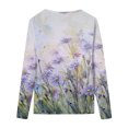 thumbnail image 5 of IROINID Chemises à Manches Longues Col en V pour Femmes Grande Taille Décontractée Ample Imprimée Blouse, Blanc, 5 of 5