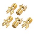 thumbnail image 1 of Unique Bargains 5 Pcs Yellow Cap Gold Tone Metal SMA Female Jack PCB Solder Connector Adapter, 1 of 1