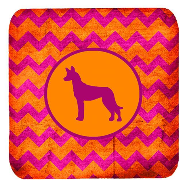 Pharaon Hound Chevron Rose et Orange Sous-Verres en Mousse&44; Ensemble de 4