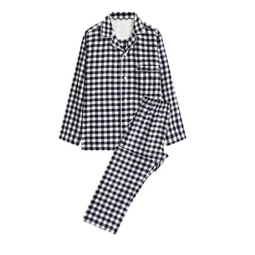 Weiqiqre Mens Pajama Sets Casual Plaid Print Homewear Breathable Long-Sleeve Tops Trousers Turndown Collar Night Pajamas Suits