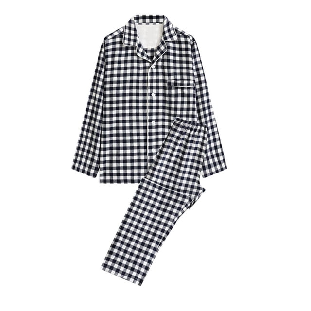 LSLJS Ensembles de Pyjama pour Hommes Décontractés Vêtements d'Intérieur Hauts à Manches Longues Pantalons Col Rabattu Pyjamas de Nuit Ensembles de Détente, Vêtements de Nuit pour Hommes Cadeaux pour Hommes