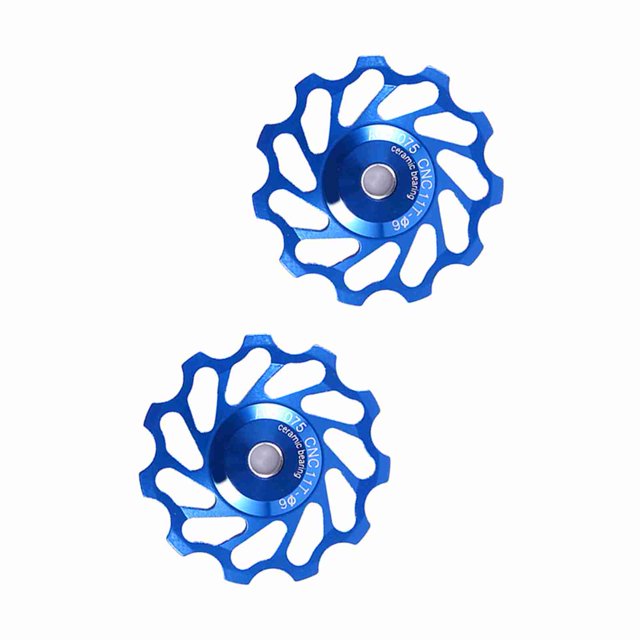 Bike Rear Derailleur Guide Roller, Lightweight Aluminium Alloy Pulleys Smooth Ball Bearings 7/8/9/10 Speed 2pcs Ceramic Bearings