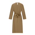 thumbnail image 4 of Gspmoly Robe d'Été, Robe Mi-Mollet Unie à Manches Longues Ample à Col Rond pour Femmes, Robe Longue, Robes de Vacances pour Femmes Offres Prime, 4 of 5