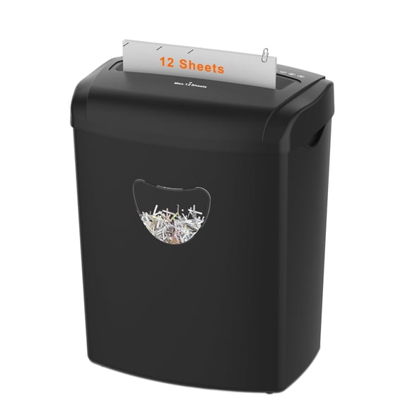 12-Sheet Cross-Cut Paper Shredder for Home Office, P-4 High Security Document Shredder for Credit Cards & Staples, 5.5 Gallon Bin with Transparent Window, ETL Certified Anti-Jam P