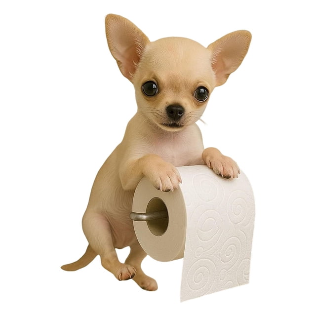 Porte-papier pour Chien Distributeur de Rouleaux de Papier Toilette Amusant Support de Rouleau de Papier Imprimé en Forme d'Animal 3D Support de Rangement Décoratif Mural pour Salle de Bain Cuisine Acier Inoxydable