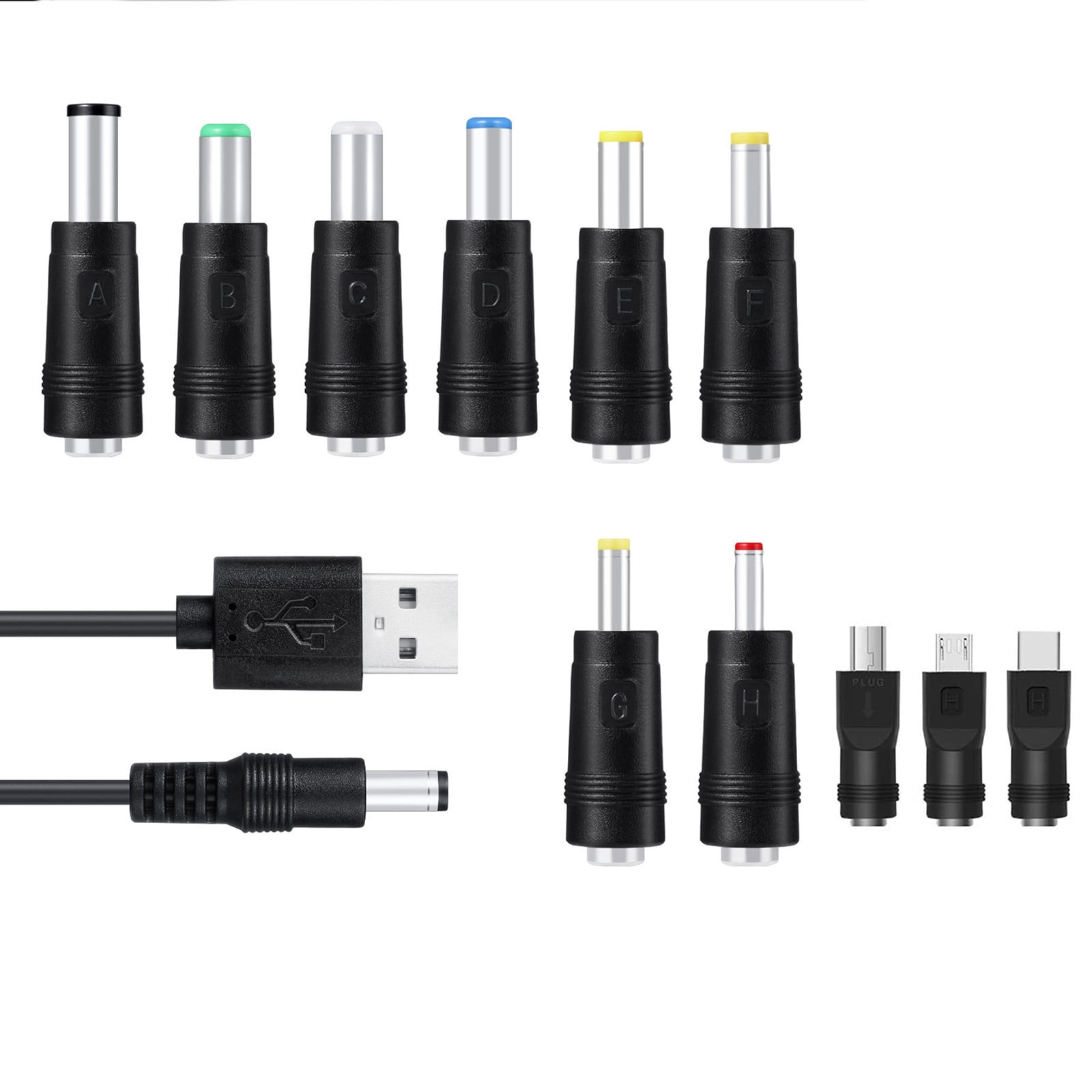 Black 11 in 1 Universal USB Cable, Adapters USB Interchangeable Cord in Connector With 8 Power Plug To, Universal Charging Cable