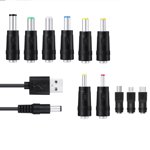 Noir 11 en 1 Universel USB Câble, adaptateurs USB Cord interchangeable dans le connecteur avec 8 Prise d'alimentation vers, câble de recharge universel