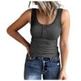 thumbnail image 1 of MIASHUI Débardeur Sans Manches pour Femmes, Décontracté, Col Rond, à Empiècements, à Boutons, Haut Basique, Gris Foncé, S, 1 of 5
