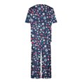 thumbnail image 4 of Mikilon Pyjama Décontracté pour Femmes, Ensemble de Sommeil Mode Imprimé à Manches Courtes, Pantalon Capri, 2 Pcs, Col Rond, Tenue de Détente Décontractée avec Poches, Ensemble 2 Pcs, Bleu Marine, G, 4 of 8
