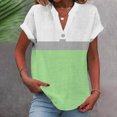 thumbnail image 2 of fatyb Womens Printed V Neck Tops Short Sleeve Button V Neck Tshirts Lightweight Summer Beach Blouses, 2 of 5