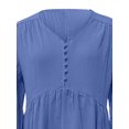 thumbnail image 3 of Sexy Dance Robe Longue pour Femmes, Décor de Boutons, Robes Maxi, Col en V, Plissée, Manches Longues, Bleu Foncé, S, 3 of 5