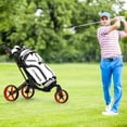 thumbnail image 4 of Gymax Chariot de Golf Pliable à 3 Roues à Pousser et Tirer avec Poignée Réglable Frein Rouge, 4 of 10