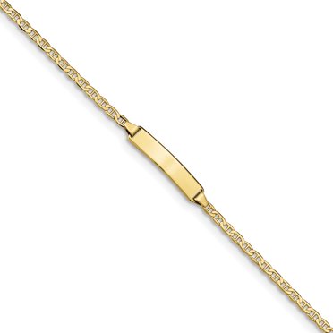 10K Yellow Gold Flat Anchor Link Id Bracelet