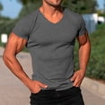 thumbnail image 1 of Styesk T-Shirts pour Homme à la Mode T-Shirt Uni Décontracté Ajusté à Col en V à Manches Courtes, 1 of 6