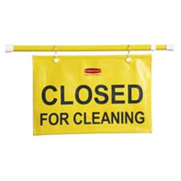Rubbermaid Commercial Products  Safety Sign- in.Closed for Cleaningin.- Extends 49-.50in.- Yellow