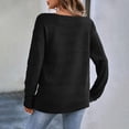 thumbnail image 4 of Chandail à Col Rond d'Automne pour Femme, Hiver, Couleur Unie, Ajouré, Manches Longues, Haut Décontracté, Chandail à Enfiler, Col Rond, Chandail Tricoté, S-79 Noir G, 4 of 7