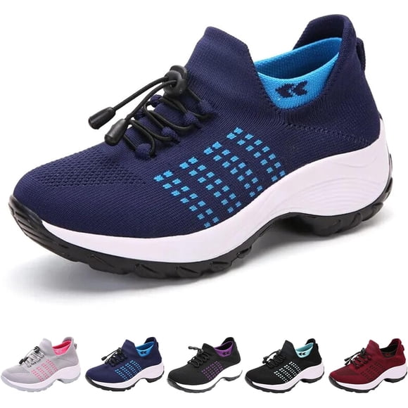 ORUYROP Orthofit Comfort Shoes, Walking Shoes for Women with Arch Support and Comfort, Women's Orthopedic Shoes, Breathe Plantar Fasciitis Shoes (40/8.5,Blue)