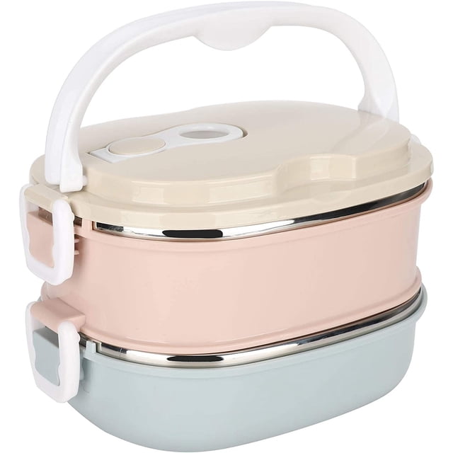 Boxes, Thermal Insulated Hot Food Lunch Containers, Stainless Steel Insulated Thermal Food Container, Student Portable Hot Food Warmer Lunch Box Accessories (Double Layer)