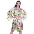 thumbnail image 1 of Moomaya Printed Womens Kimono Sleeve Robes Satin Silk Getting Ready Bridal Robe Coverup, 1 of 7