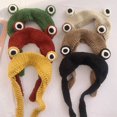 thumbnail image 4 of Winter Fashion Cute Girl Frog Eyes Solid Color Knitted Ear Cover Earmuff Hat, 4 of 8